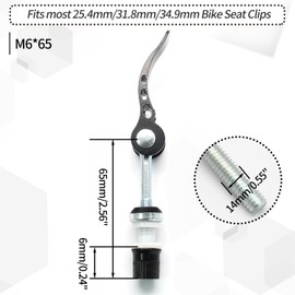Bonsicoky Bike Seat Post Quick Release Pin, M6x65mm Bike Seat Clamp Quick Release Seatpost Binder Clamp Bolt, Black