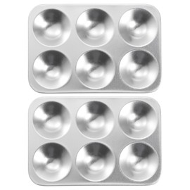 sourcing map 2pcs Paint Palette Tray 5" x 3.4" 6 Wells Aluminum Rectangle Paint Mixing Pallet for Acrylic Oil Watercolor Artist DIY Painting