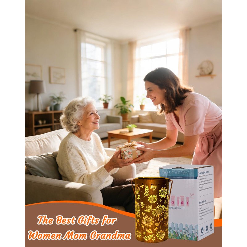 ANYTALK Birthday Gifts for Women Mom Grandma, Sunflower Solar Lanterns