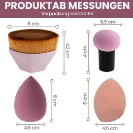 2er Beauty Blending Schwamm-1x Pinsel Make-up- 1x Blending Schwamm,Make-up Set Fondation- Premium Puderpinsel Schmink Set, Crème, Puder Kosmetik Sonnenschutz (Pink)