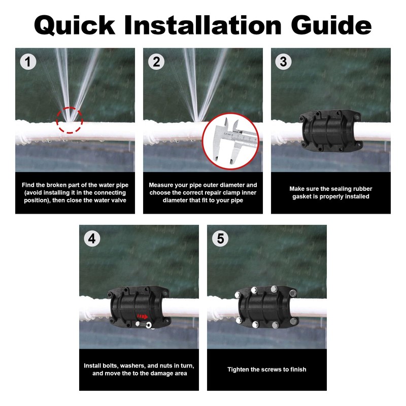 XDENGP Pipe Repair Clamp 1 inch, Water Pipe Leak Repair