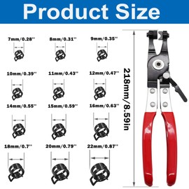 Tnisesm 121Pcs 6-22mm Spring Hose Clamp Assortment kits with Swivel Flat Band Fuel Hose Clamp Plier, Silicone Vacuum Hose Action Pipe Clamp Low Pressure Air Clip Clamp hoses clamps sleeving(Black)