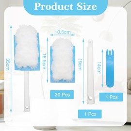 Scettar 30 PCS Fluffy Dusters Magnet Refills,Flash Duster Refills for Cleaning with 1 Handle,Disposable Blue Electrostatic Duster Heads