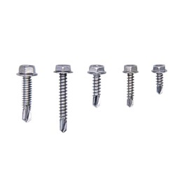 Tutuxio 180pcs Self Tapping TEK Screws, 410 Stainless Steel #8#10#12 Sheet Metal Hex Head Self Drilling Screws, Length 1/2" to 1-1/4"