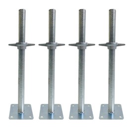 GaeaAuto 4 Pack Adjustable Leveling Jacks Feet Screw Jacks Hollow with Base Plate for Baker-Style Scaffolding Equipment, Silver
