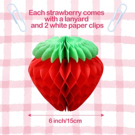 TSHAOUN Strawberry Honeycomb Ball, Strawberry Party Decoration, Birthday Decoration, Hawaiian Party Decoration, Strawberry Paper Ball Decoration Set for Birthday, Christmas, Wedding, Garden, Swimming