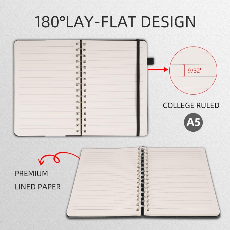 OnMove Spiral Notebooks Journal for Women Men 3 Pack Bulk
