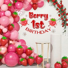 Berry 1st Birthday Wall Decal Strawberry Wall Decoration Berry Sweet One Birthday Backdrop Decoration