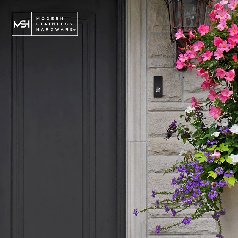 MSH Modern Stainless Hardware Model R7 Black Doorbells, R-Series Anodized