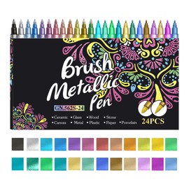 Acrylic Paint Markers - Acrylic Paint Pens | Shimmer Marker Pens | Glitter Markers for Crafts, Creative 24 Colors Outline Pens, Glitter Drawing Pens for Scrapbook, Greeting Cards, Drawings