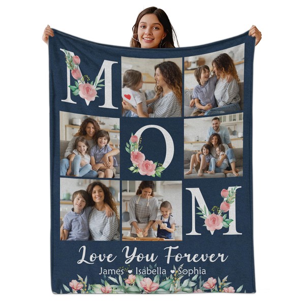 Customized Mom Blankets with Photos, Custom Memorial Blankets with Photo