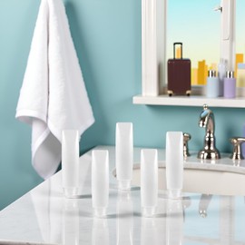 JIzian 5 Pcs 1 oz Travel Bottles Empty Refillable Toothpaste Tubes Containers Small Mini Size Squeeze Dispensers, Refillable Containers, Refillable Cosmetic Pump Dispensers