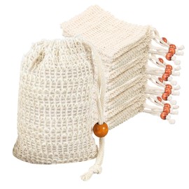 Pack of 12 Soap Bags for Solid Soap, Soap Bags for Solid Soap, Soap Bags Made of 100% Sisal Cotton, Soap Bag for Showering, Natural Mesh Soap Bag with Drawstring for Hair Soap Shower Gel