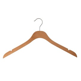 17” NAHANCO Slimline Space Saving Wooden Shirt/Dress Hanger, Low Gloss Natural- 50/CTN (SL7001750)