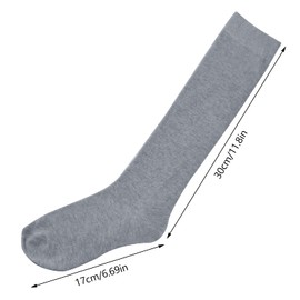 Topbuti 3 Pairs School Uniform Cotton Knee High Socks Athletic Sports Soccer Socks Tube Sock for Girls and Boys, Grey, One Size