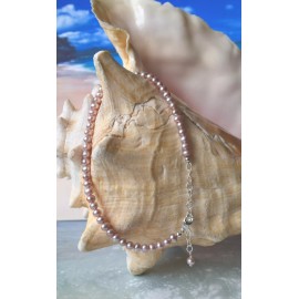 Shells by Patty New Pink Freshwater Pearls & .925 Sterling Silver Bracelet/Ankle