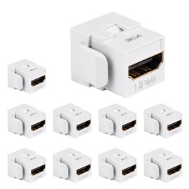 VCE 4K HDMI Keystone Jack 10-Pack, HDMI Female to Female Adapter HDMI Coupler Snap-in for Keystone Wall Plate, White