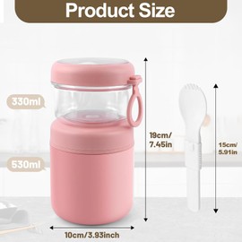 Veftsvy Großer Edelstahl Müslibecher to Go, Joghurtbecher to Go Mit Löffel, 530ml+330ml Tragbarer Auslaufsicherer Müslibecher Geeignet für Frühstück Arbeit Picknick (Rosa)