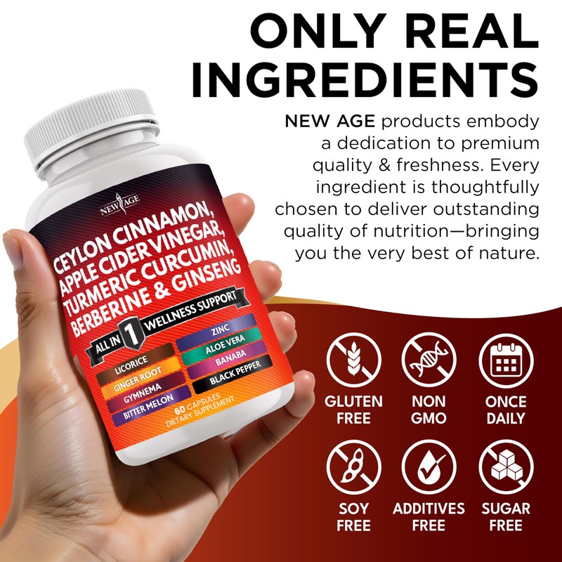 Ceylon Cinnamon, Turmeric, Apple Cider Vinegar, Ginseng, Aloe Vera, Berberine