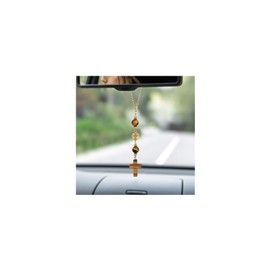 Cross Crystal Hanging Car Charm,Cute Healing Stones Car Decor for Rear View Mirror Boho Handmade Sun Catcher Ornament Accessories Tiger Eye Crystal Protection for Women