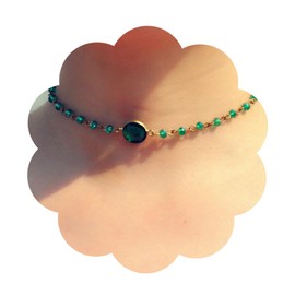 Aneneiceera Boho Green Crystal Choker Short Gold Necklace Satellite Chain Dainty Round Gemstone Wedding Rhinestone Necklace Charm Fashion Jewelry Gift for Women and Girls (Green)