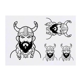 Azeeda 4 x 'Wikingermann mit gehörntem Helm' Temporäre Tattoos - Wasserfest, Hautfreundlich & Ungiftig · Transfers in Verschiedenen Größen (TO00068030)