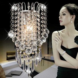 XIHOME Crystal Wall Light with Crystal Balls Drops Decorative Chrome Modern Besides Wall Lamp Sconce E12*2 Lights for Home Sitting Bedroom Corridor Restaurant Hotel Living Dining Study Room (No Bulbs)