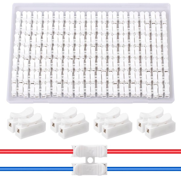 AUKENIEN Pack of 100 2P CH-2 Lustre Terminals, Pluggable Cable