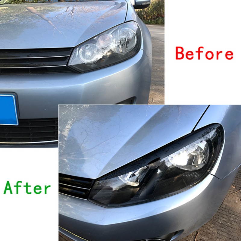 Pair Car Headlight Eyebrows Left Right Glossy Black Modification Replacement