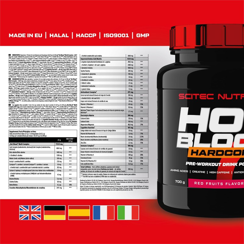 Scitec Nutrition Hot Blood Hardcore Beverage Powder Pre Training with