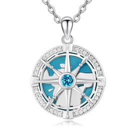 Zhi Kexin Compass Necklace for Women 925 Sterling Silver I'd be Lost without You Travel Necklace Globe World Necklace College Graduation Gifts Compass Jewelry for Women