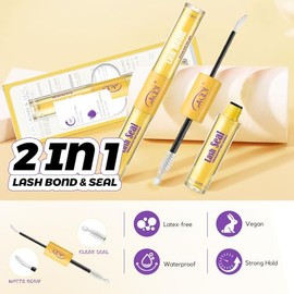 GAQQI Lash Bond and Seal Waterproof, Lash Cluster Glue Strong Hold for 72H+, White Eyelash Glue for DIY Eyelash Extensions, Long-Lasting & Gentle Formula, 10ml