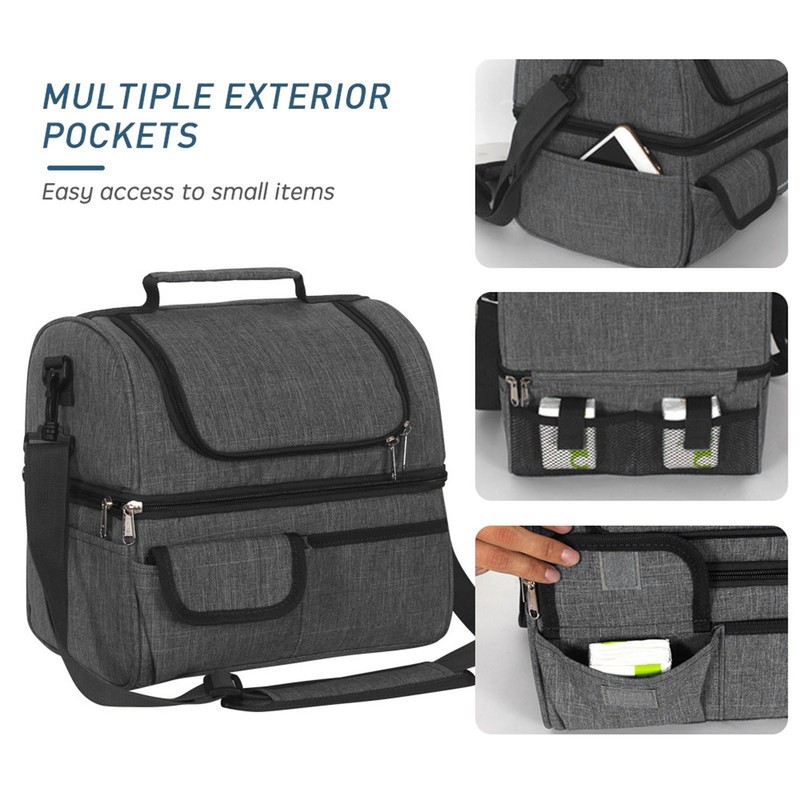 Dual Compartment Insulated Cooler Bag Waterproof Leakproof Lunch Bag Box