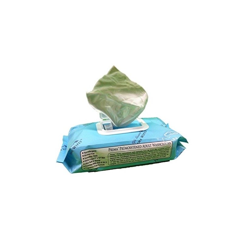 Prima Wipes Adult Washcloths, 48 Extra-large Wipes Per Pack (3
