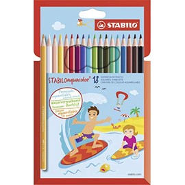 STABILO Aquacolor Watercolour Pencil - Assorted Colours (Pack of 18)