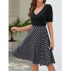 oxiuly Women's Chic Criss-Cross V-Neck Half Sleeve Polka Dot Cotton