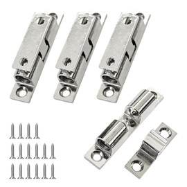 Runseaway 4PCS 70mm Double Ball Tension Roller Catch Latch, Adjustable Zinc Alloy Cabinet Door Catches Hardware with Screws, Brushed Nickel Finish