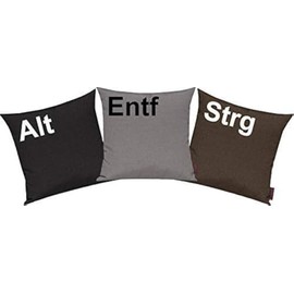 Pillowcase cover Set 3 Piece for The chosen few! Cushion "old motif, CTRL and DELETE" - Black, 15.75" x 15.75"