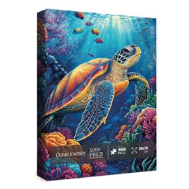 Sea Turtle Puzzle for Adults 1000 Pieces, Colorful Ocean Landscape Jigsaw Puzzle, Fish Sea Animal Marine Puzzle