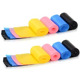 TopHomer 150 Pcs Colorful Flat Rubbish Tip Refuse Sacks Eco-Friendly Garbage Bags with Point-Break Design for Indoor & Outdoor Use (21 * 35cm)