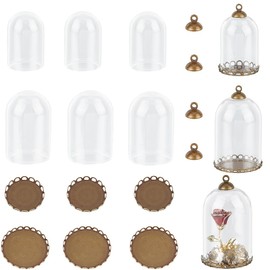 SUNNYCLUE 10Pcs Glass Bottle Charms Mini Glasses Vial Charms Clear Antique Bronze Class Cloche Terrarium Display Bell Jar Bottles Case Charm for Jewelry Making Charms Necklace Women Findings Supply