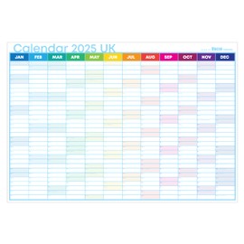 2025 Year Wall Planner 3 Sizes | Bigger than A1 | Bigger than A2 | XLL-Wide | Rainbow Design | Folded Delivery (Rainbow Landscape, Bigger than A1 (863mm x 610mm))