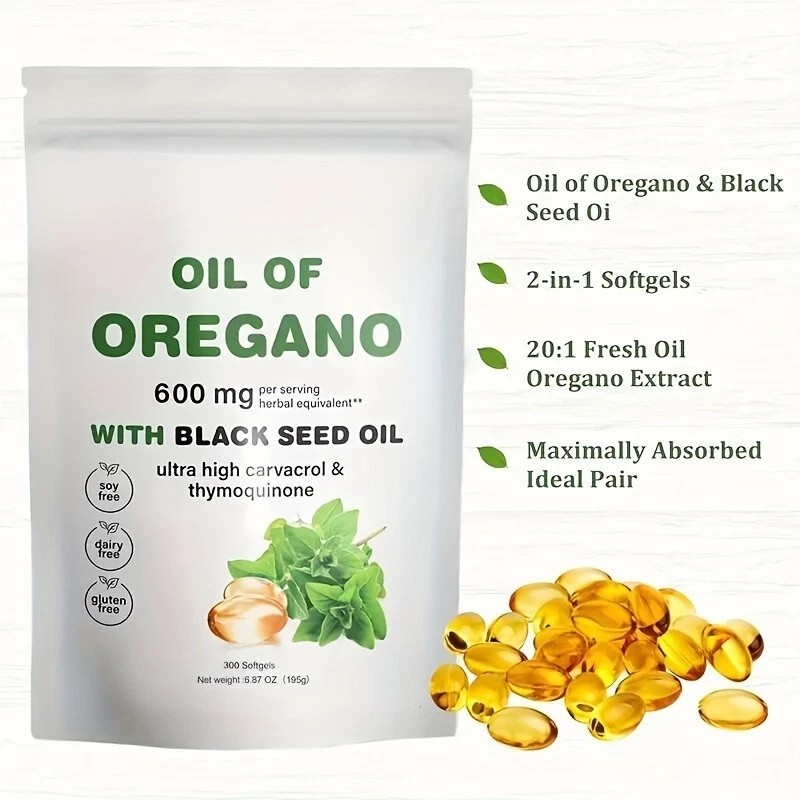 Oil of Oregano Softgels 600mg Per Serving 300 Softgesl with