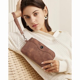 CLUCI Wristlet Wallets for Women Travel Phone Handbag Leather Clutch Purses with Card Slots