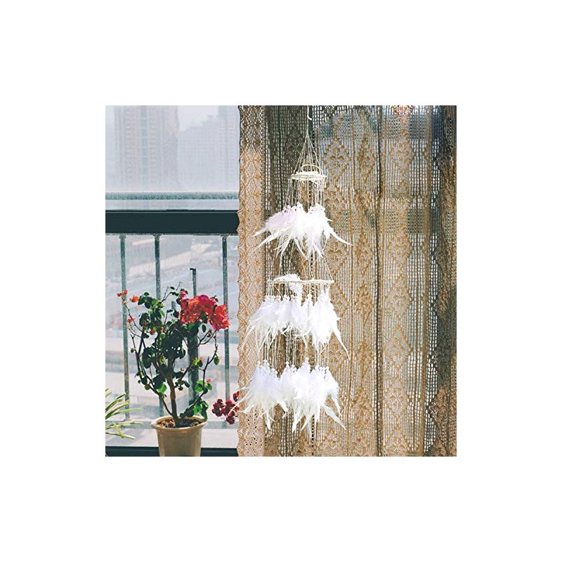 Large Dream Catchers, Extra Big White Goose Feathers Handmade Decorative