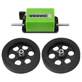 PUSOKEI Mechanical Meter Counter, 6 Digit Length Counter, with 2 Rolling Wheel, for Counting the Length of Textile, Printing, Artificial Leather, Green