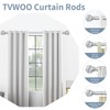 TVWOO Silver Decorative Crystal Curtain Rods 2 Pack:18-45"Heavy Duty Adjustable