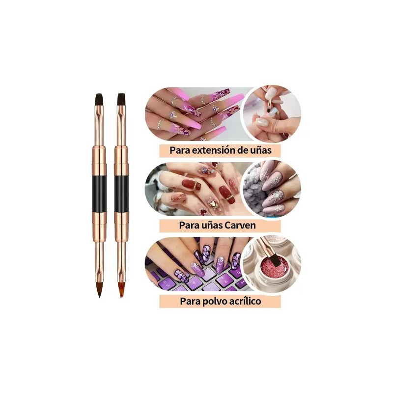 Set de 5 Pinceles de Uñas VABESSA para Acrílico, Doble