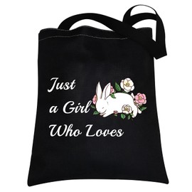 CMNIM Just A Girl Who Loves Bunnies Rabbit Canvas Tote Bag Gifts for Bunny Rabbit Lovers Owner Shoulder Shopping Reusable Grocery Bag (Rabbit Canvas Tote Bag) (Rabbit Canvas Tote Bag)
