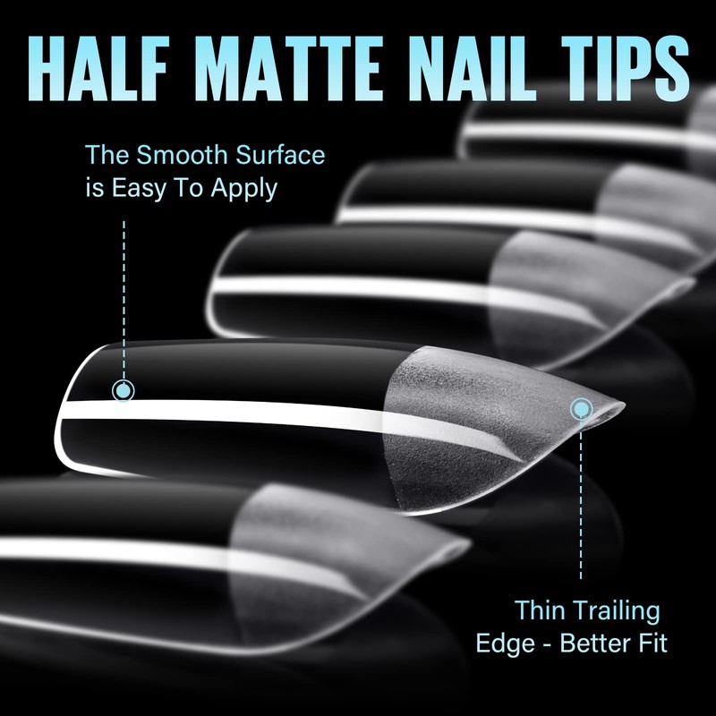 TOMICCA Square Short Nail Tips for Gel Nails, Gel Full